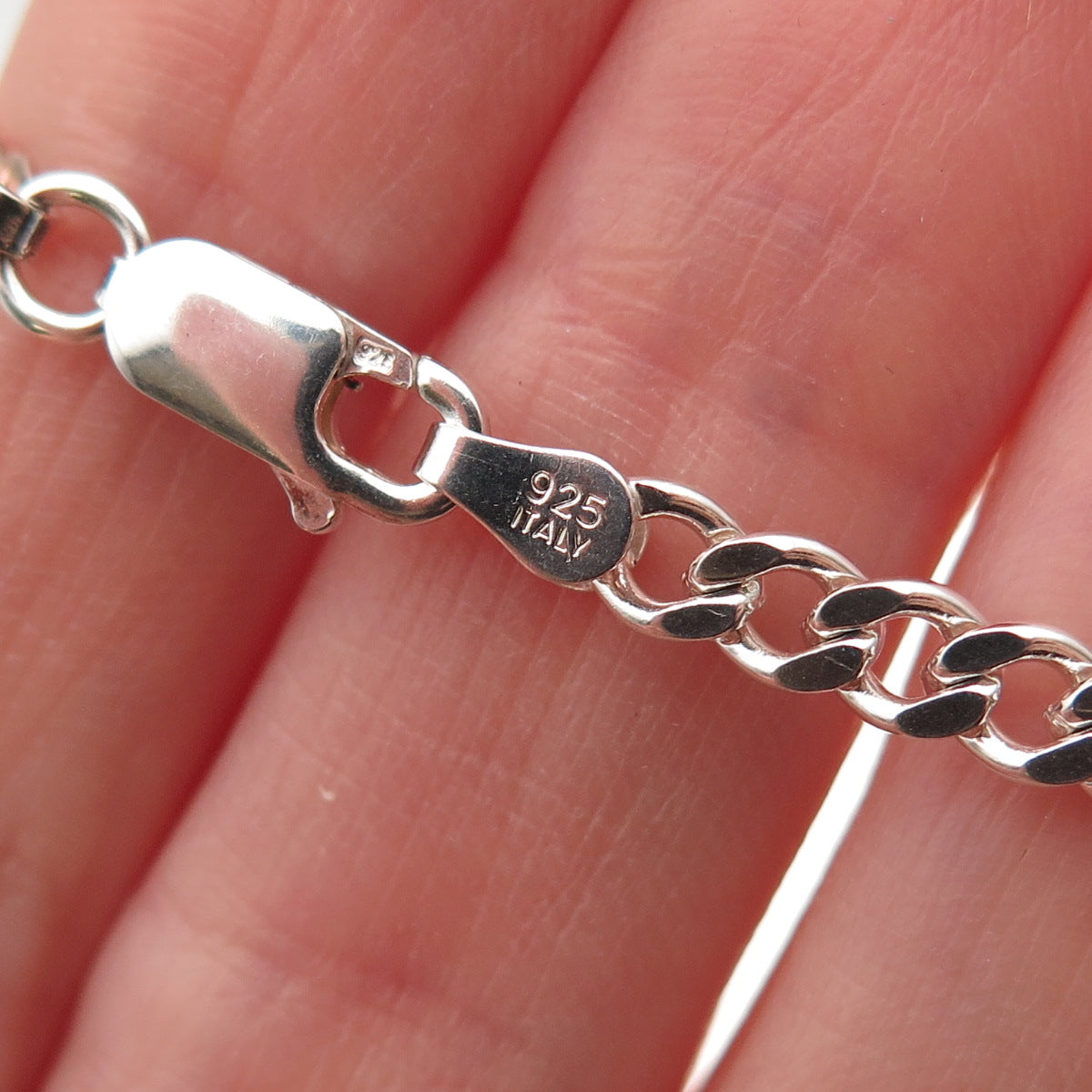 925 Sterling Silver Italy Curb Chain Necklace 18"