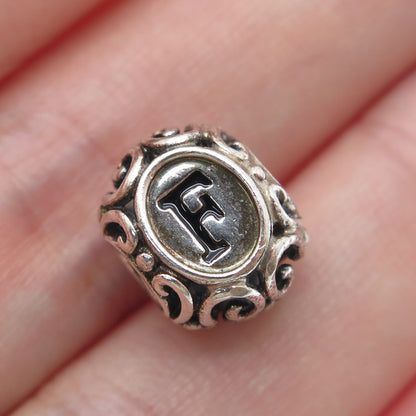 CHAMILIA 925 Sterling Silver Letter F Initial Ornate Bead Charm