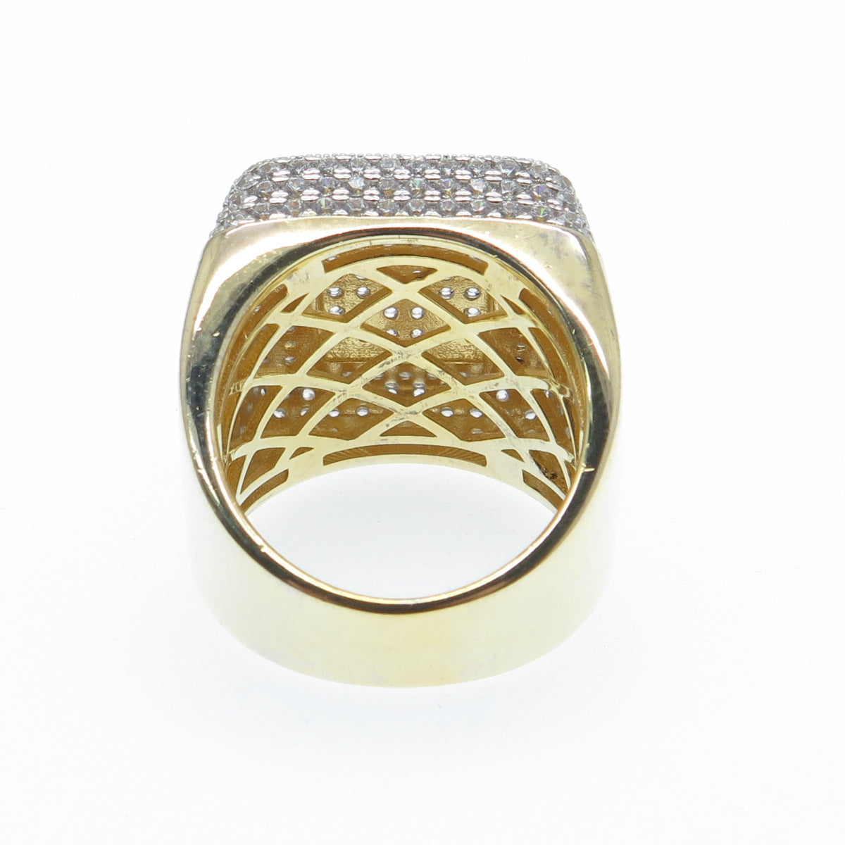 925 Sterling Silver Gold Plated Round-Cut Shaped C Z Sparkle Dome Ring Size 10.5