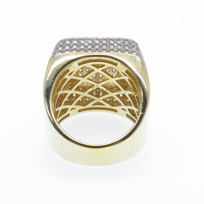 925 Sterling Silver Gold Plated Round-Cut Shaped C Z Sparkle Dome Ring Size 10.5