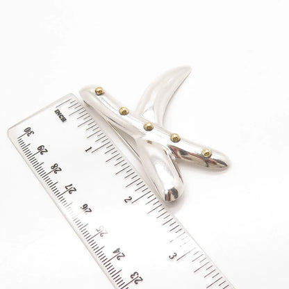 925 Sterling Silver 2-Tone Vintage Mexico Modernist Pin Brooch