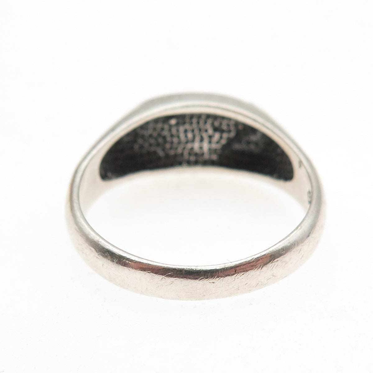 SILVER FOX Old Pawn 925 Sterling Vintage Turquoise Inlay Tribal Ring Size 10.75