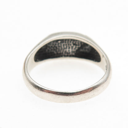 SILVER FOX Old Pawn 925 Sterling Vintage Turquoise Inlay Tribal Ring Size 10.75