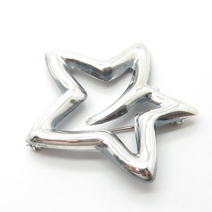 925 Sterling Silver Vintage Mexico Non-Symmetrical Star Handcrafted Pin Brooch