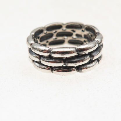 CNA Pranda 925 Sterling Silver Vintage Interlocking Brick Oxidized Ring Size 6