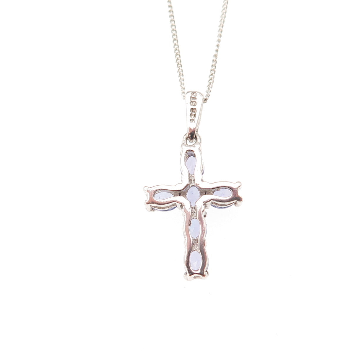 Chuck Clemency 925 Sterling Silver Real Tanzanite Cross Cuban Chain Necklace 20"