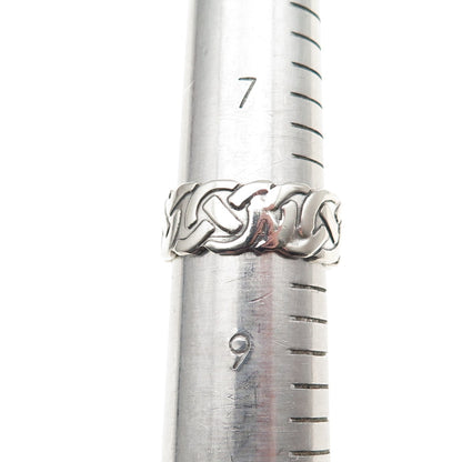 925 Sterling Silver Vintage Celtic Knot Band Ring Size 8.25