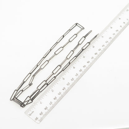 800 Silver Vintage Egypt Paperclip Chain Oxidized Necklace 32" (missing lock)