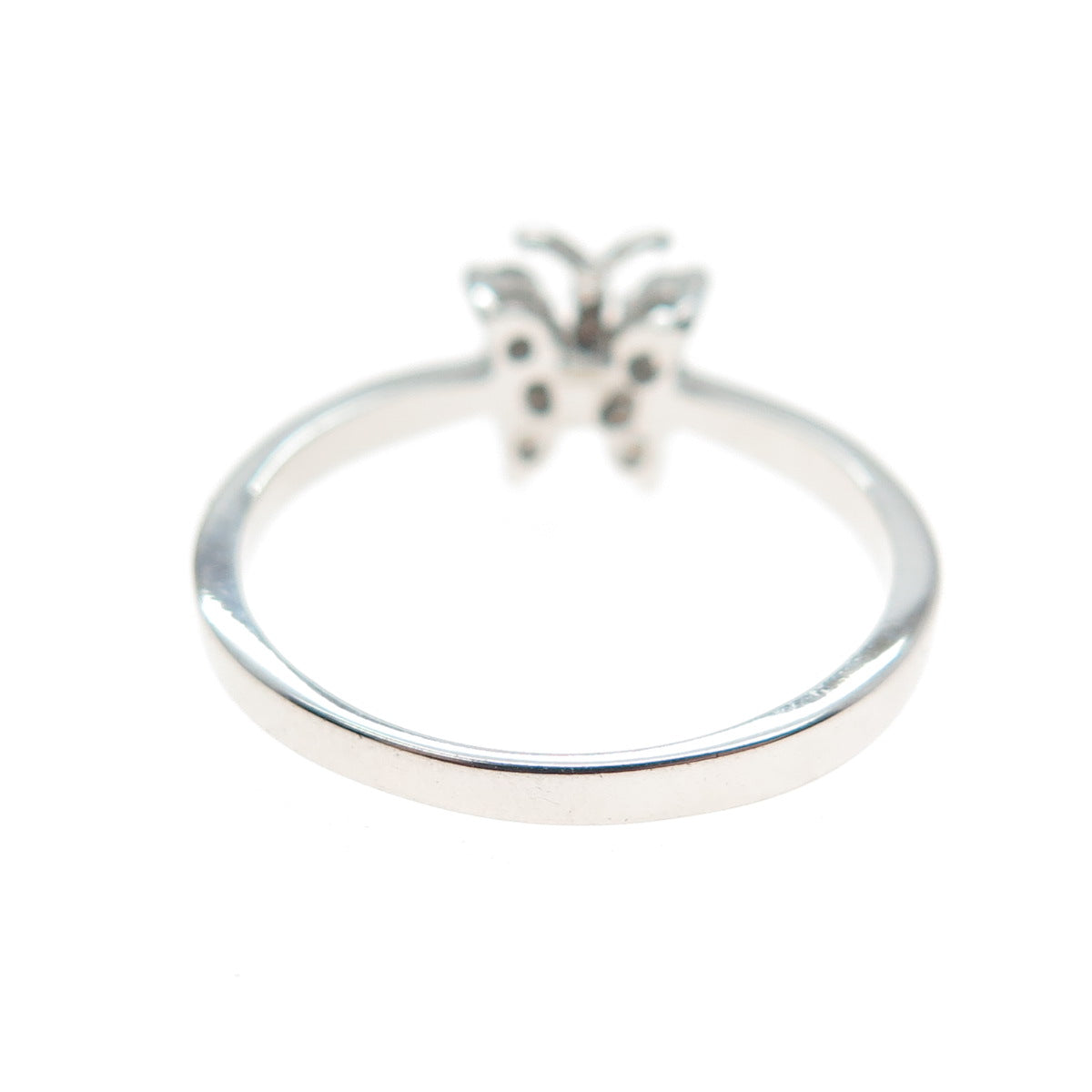 925 Sterling Silver Round-Cut C Z Butterfly Ring Size 8