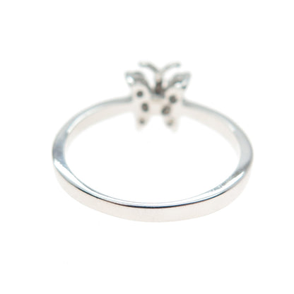 925 Sterling Silver Round-Cut C Z Butterfly Ring Size 8
