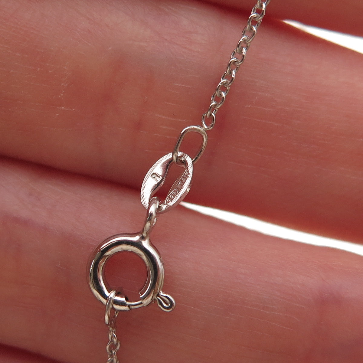 925 Sterling Silver Real Diamond & Multi-Gem Angelfish Cable Chain Necklace 18"