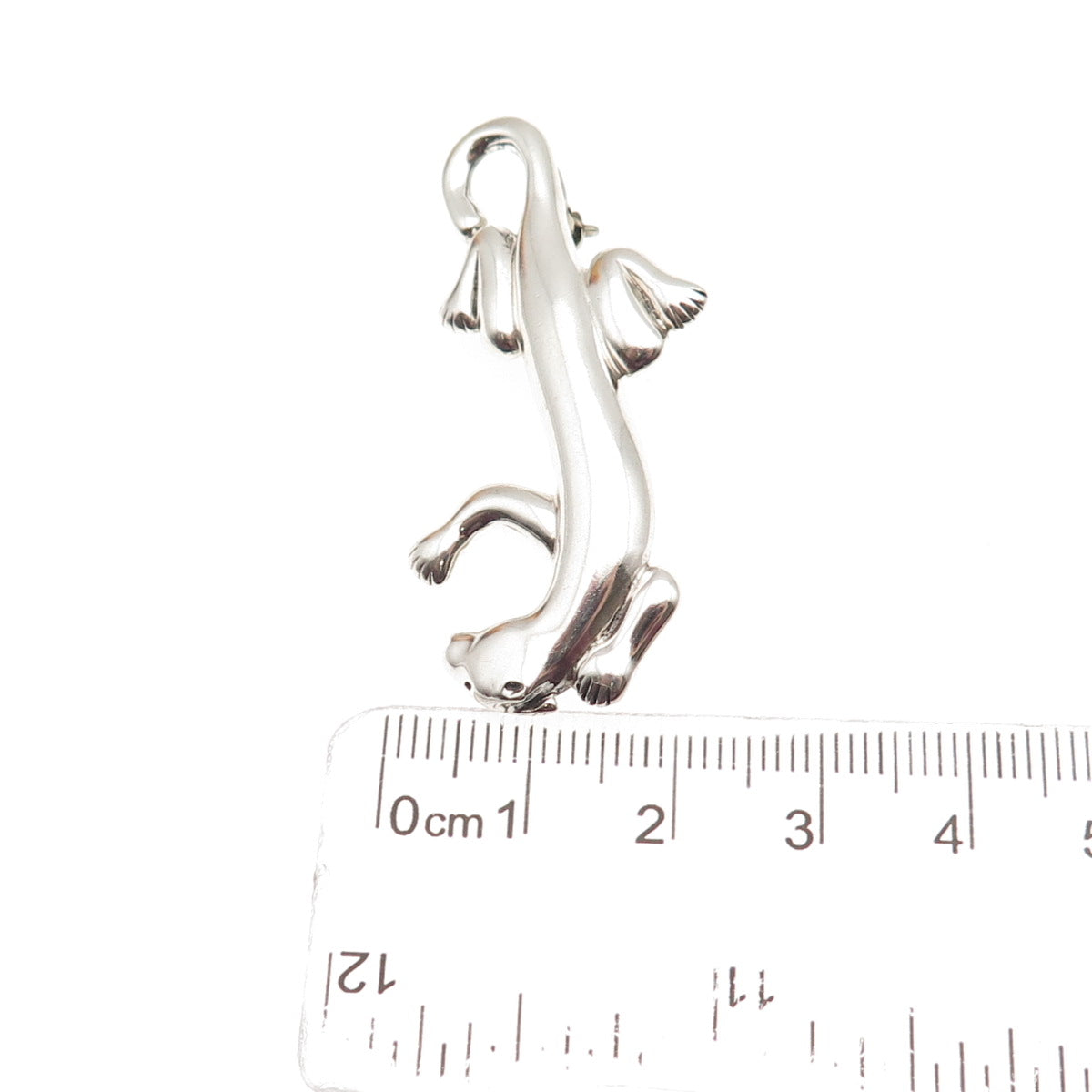 Marie Jennifer 925 Sterling Silver Vintage Modernist Panther Pin Brooch