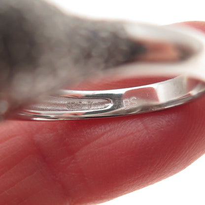 925 Sterling Silver Round-Cut C Z Bypass Dome Ring Size 7.25