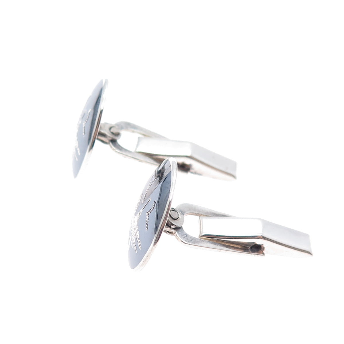 925 Sterling Silver Antique Siam Niello Hindu Temple Cufflinks