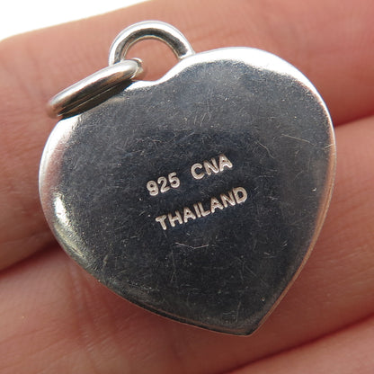 CNA PRANDA 925 Sterling Silver Vintage Real Lavender Jade Heart Charm Pendant