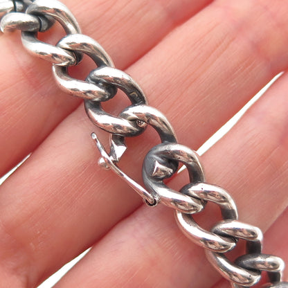 Warmet 925 Sterling Silver Vintage Poland Cuban Link Oxidized Bracelet 7.75"