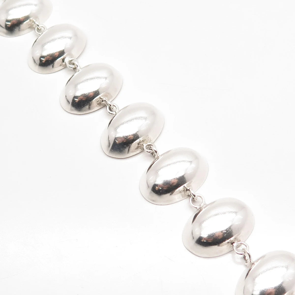 925 Sterling Silver Vintage Mexico Taxco Modernist Link Bracelet 7"