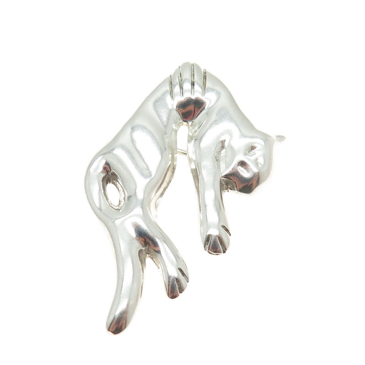 925 Sterling Silver Vintage Mexico Modernist Cat Pin Brooch