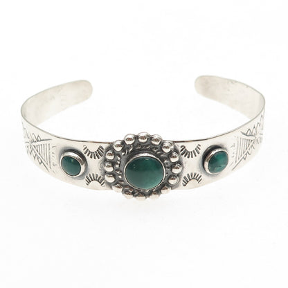 Old Pawn 925 Sterling Silver Vintage Kingman Turquoise Adjustable Bracelet 6.25"