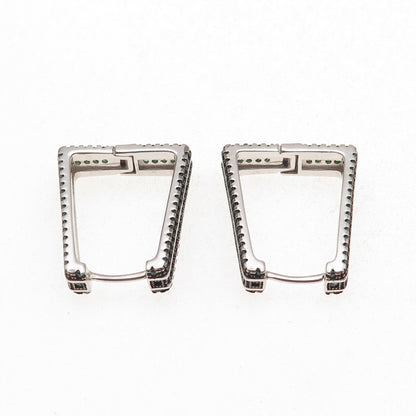 925 Sterling Silver Real Chrome Diopside Hoop Earrings