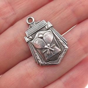 925 Sterling Silver Antique Art Deco Table Tennis Medal Charm Pendant