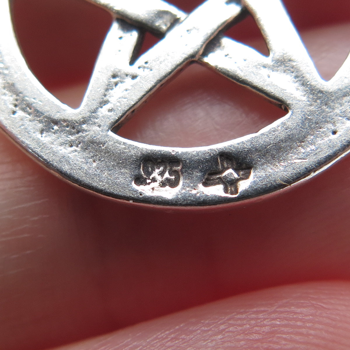 SUNWEST 925 Sterling Silver Vintage Pentagram Oxidized Charm Pendant