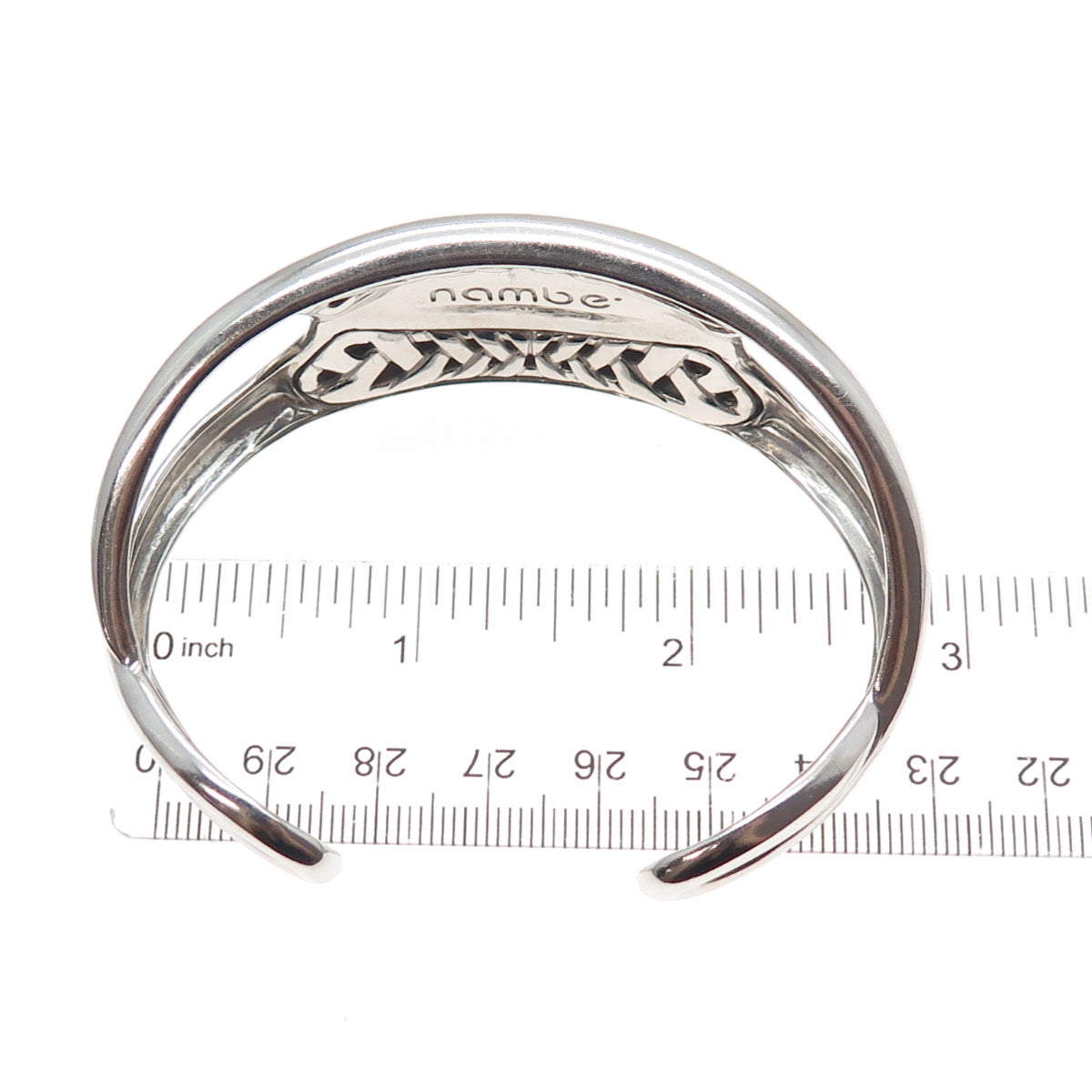 NAMBE 925 Sterling Silver Vintage Modernist Adjustable Cuff Bracelet 7.25"