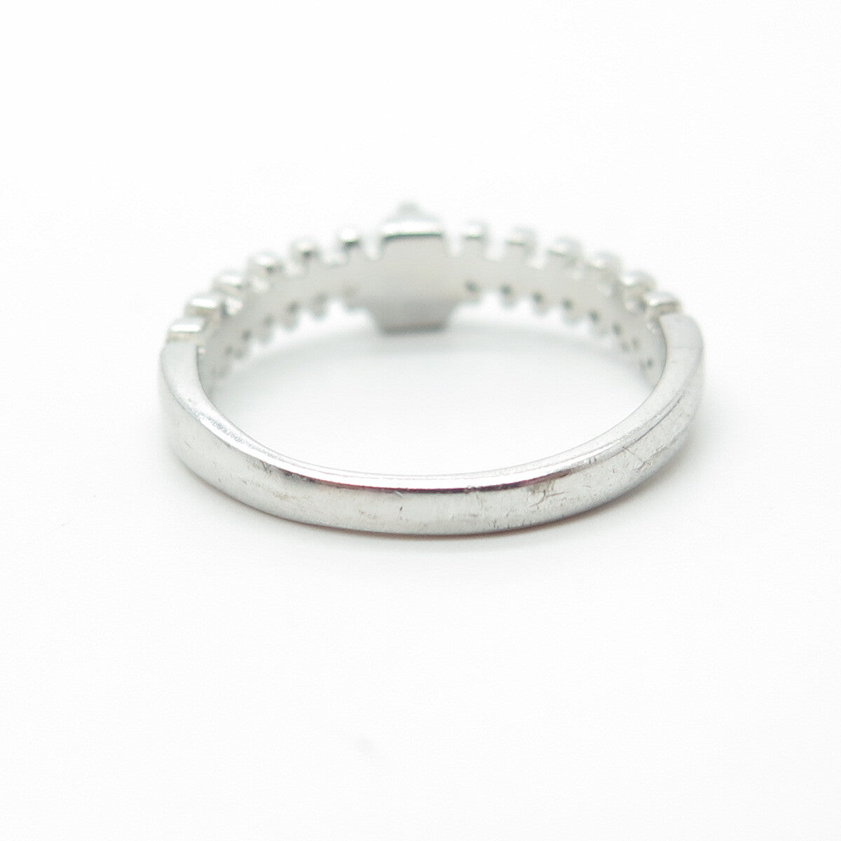 925 Sterling Silver White C Z Zipper Half-Eternity Charm Ring Size 5.25
