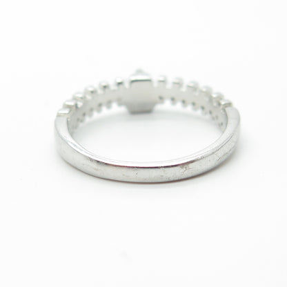 925 Sterling Silver White C Z Zipper Half-Eternity Charm Ring Size 5.25