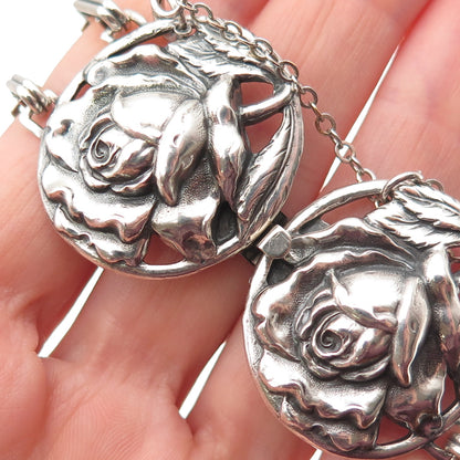 Norseland by CORO 925 Sterling Silver Antique Art Deco Rose Flower Bracelet 7.5"