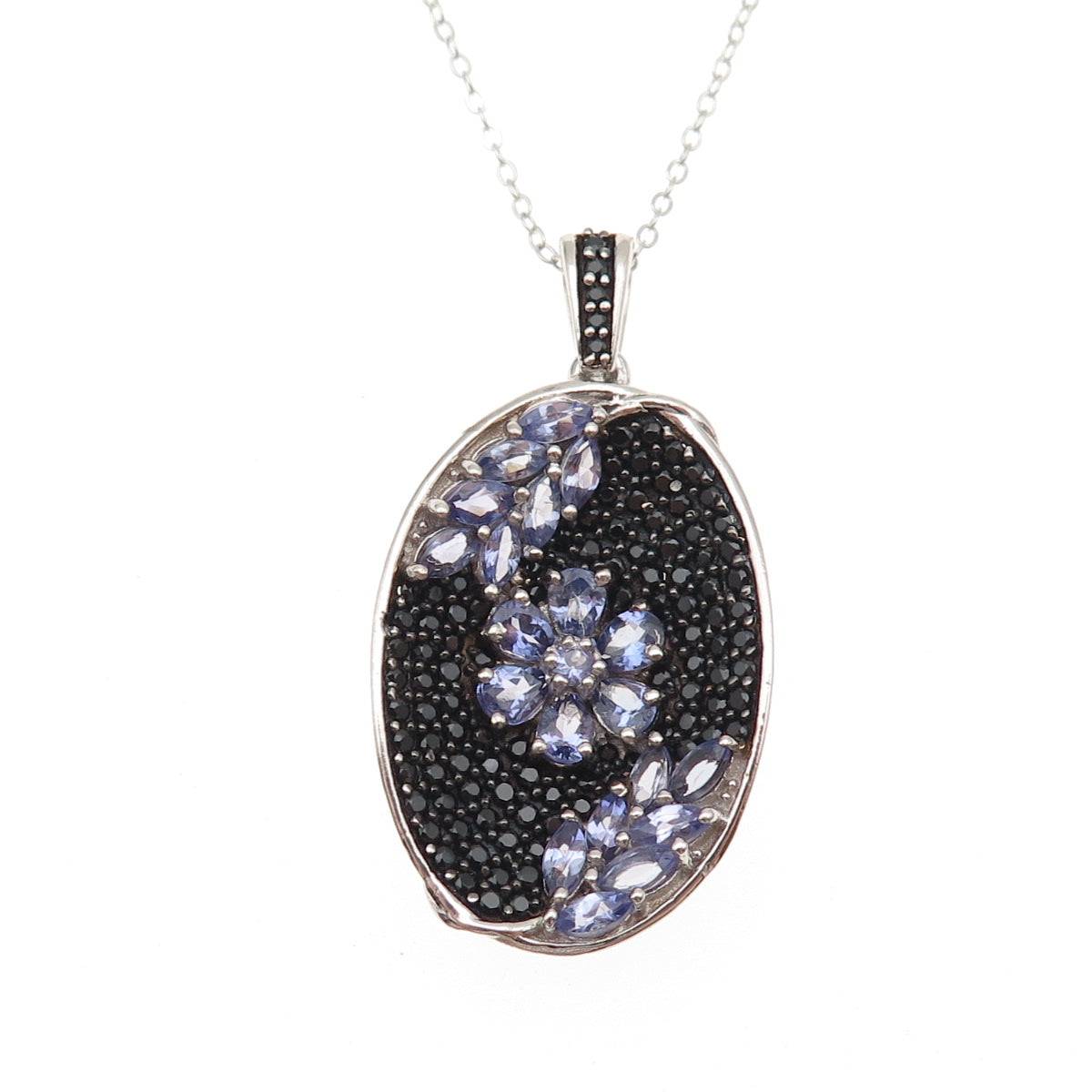 Chuck Clemency 925 Sterling Silver Real Tanzanite & Spinel Chain Necklace 20"