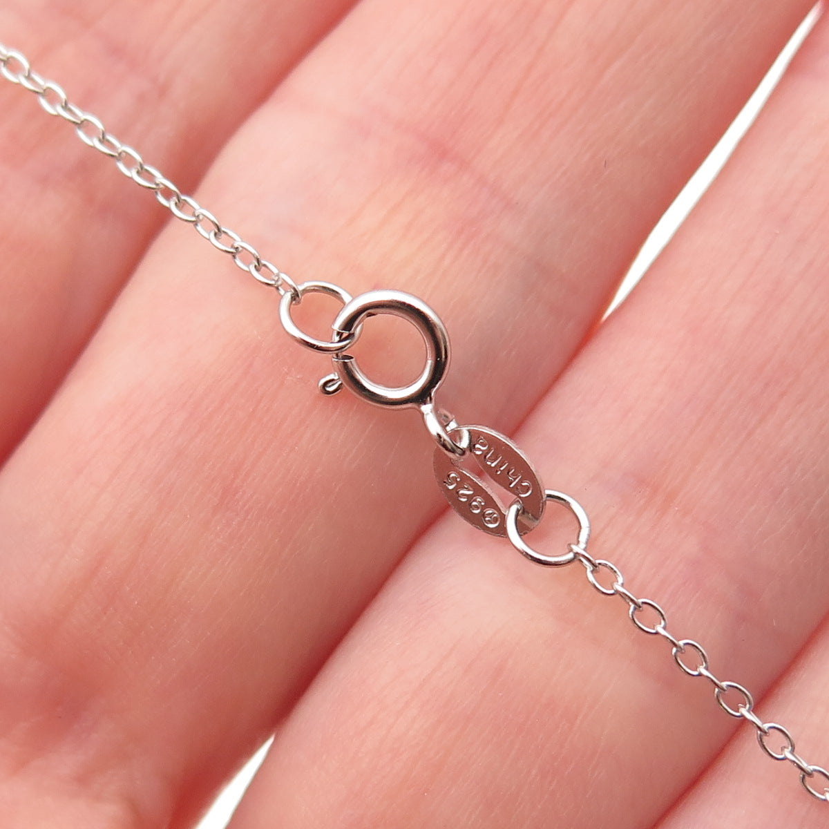 925 Sterling Silver Real Round-Cut Diamond Cable Chain Necklace 18"