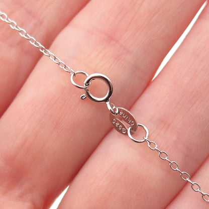 925 Sterling Silver Real Round-Cut Diamond Cable Chain Necklace 18"