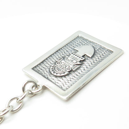 950 Silver Vintage Aztec God Tribal Key Chain Holder