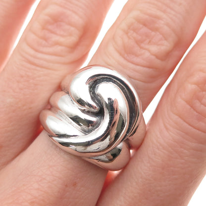 925 Sterling Silver Vintage Modernist Oxidized Ring Size 8