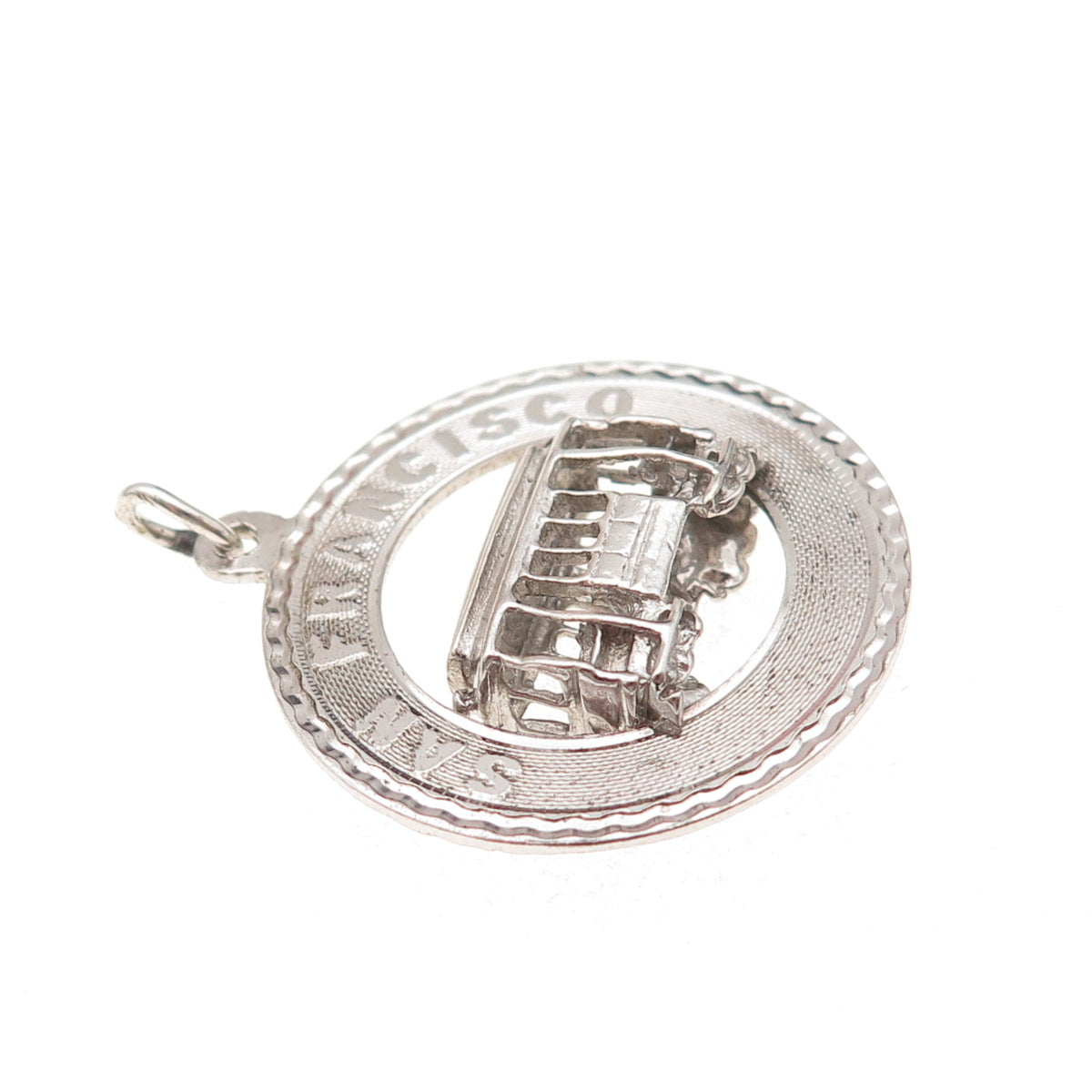 925 Sterling Silver Vintage San Francisco Cable Car Oxidized Charm Pendant