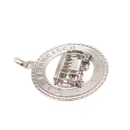 925 Sterling Silver Vintage San Francisco Cable Car Oxidized Charm Pendant
