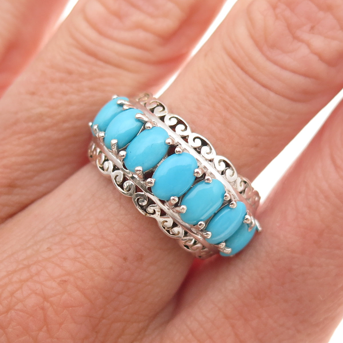 Chuck Clemency 925 Sterling Silver Real Sleeping Beauty Turquoise Ring Size 6.25