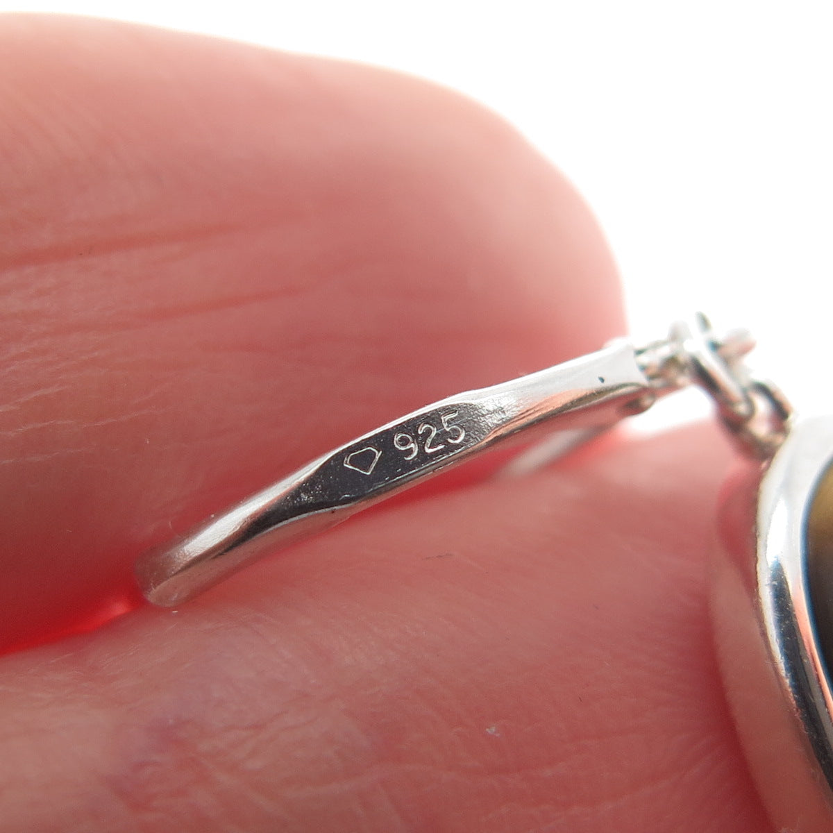 925 Sterling Silver Vintage Real Cabochon Tiger Eye Dangle Earrings