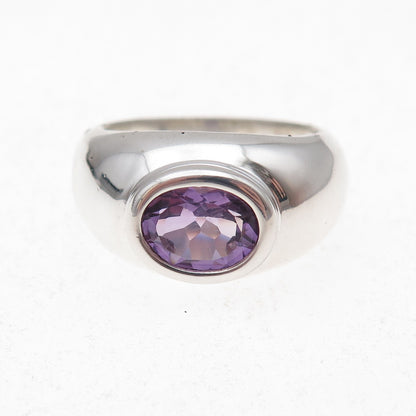 Chapal Zenray 925 Sterling Silver Vintage Real Amethyst Modernist Ring Size 9