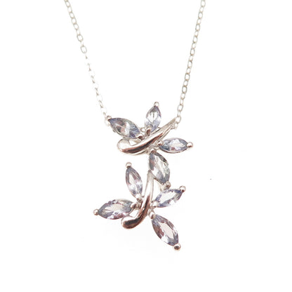 Chuck Clemency 925 Sterling Silver Real Tanzanite Butterfly Chain Necklace 20"