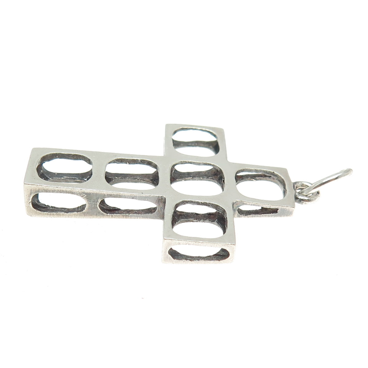 925 Sterling Silver Vintage Open Geometric Cross Pendant