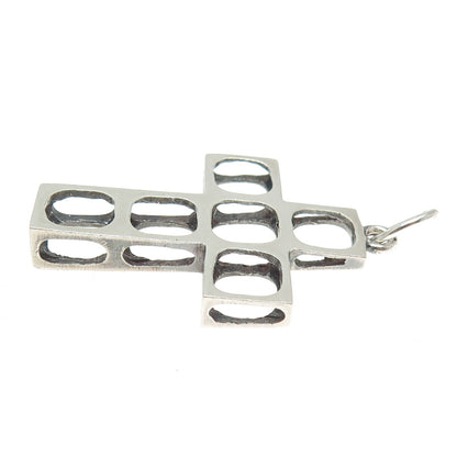 925 Sterling Silver Vintage Open Geometric Cross Pendant