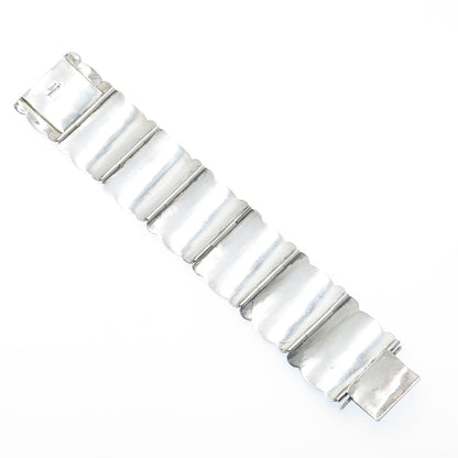 925 Sterling Silver Antique Siam Niello Hindu Goddess Panel Link Bracelet 7.25"