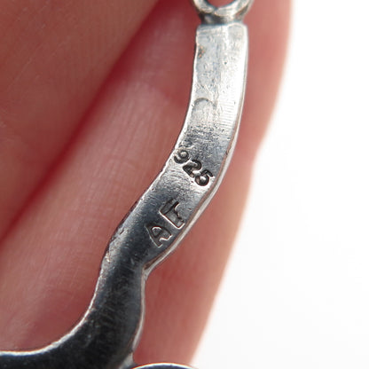 AF DESIGN 925 Sterling Silver Vintage Real Lace Agate Bar Chain Necklace 18"