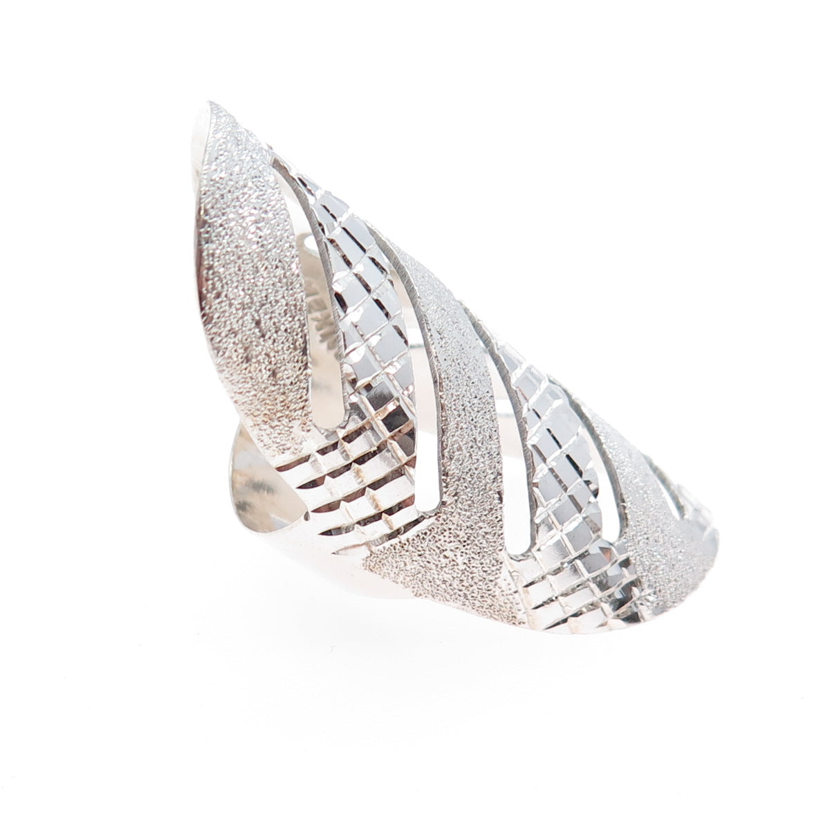 925 Sterling Silver Vintage Mexico Modernist Statement Ring Size 8.5