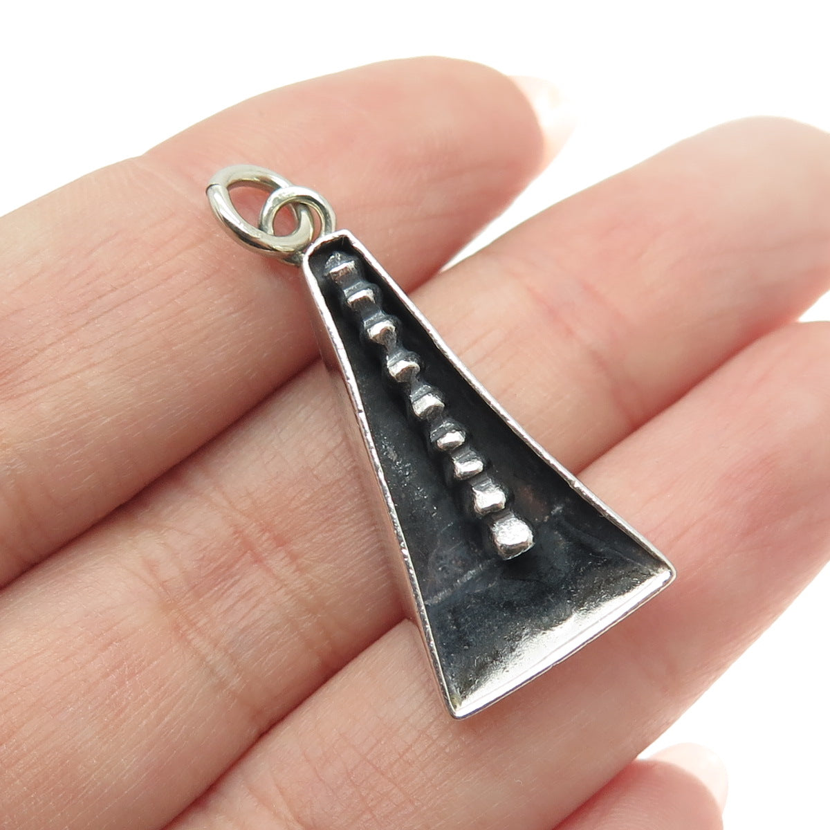 925 Sterling Silver Vintage Modernist Oxidized Pendant