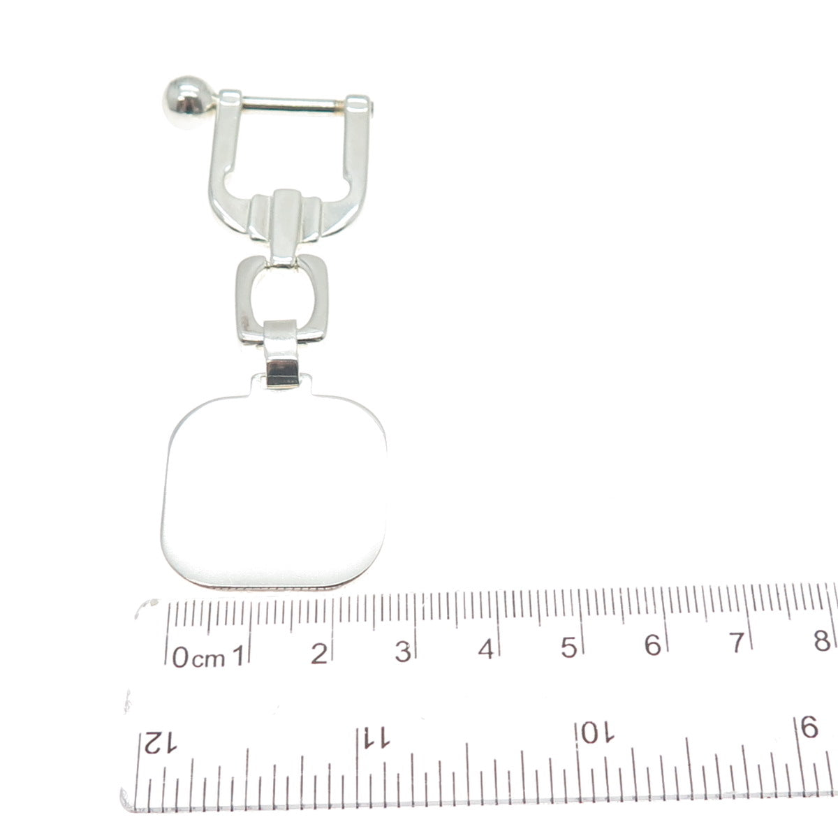 925 Sterling Silver Vintage Italy Engravable Tag Key Fob Chain Ring Holder