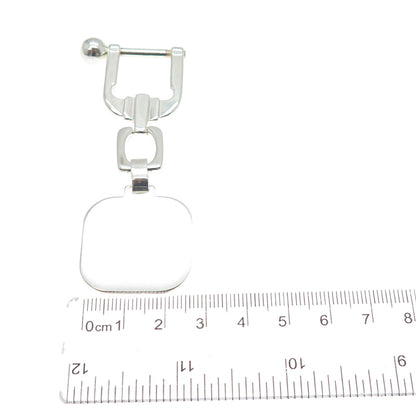 925 Sterling Silver Vintage Italy Engravable Tag Key Fob Chain Ring Holder