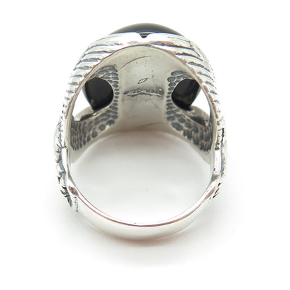 CAROLYN POLLACK 925 Sterling Silver Vintage Black Onyx Gem Eagle Ring Size 10
